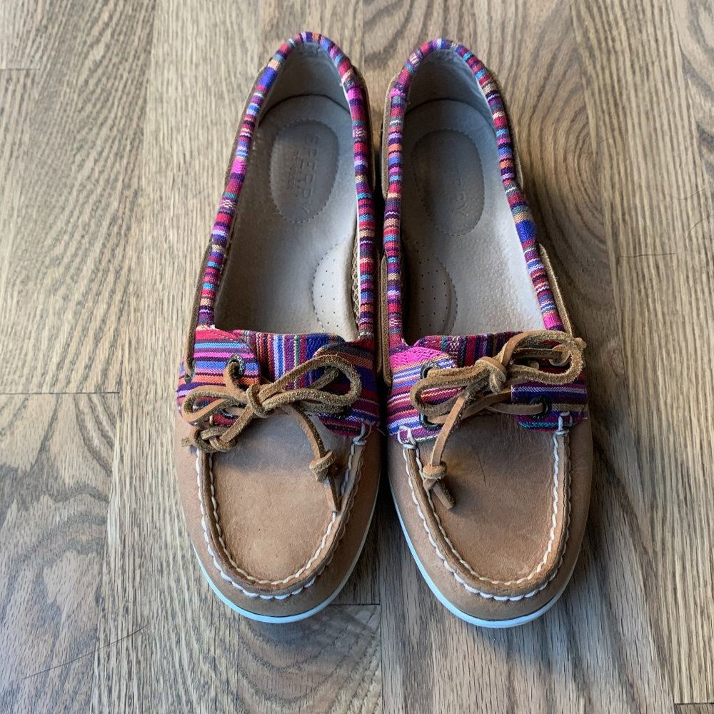 Adorable SPERRY Brown with Multi-Colored Accents Shoes - Women's Size 6 1/2M